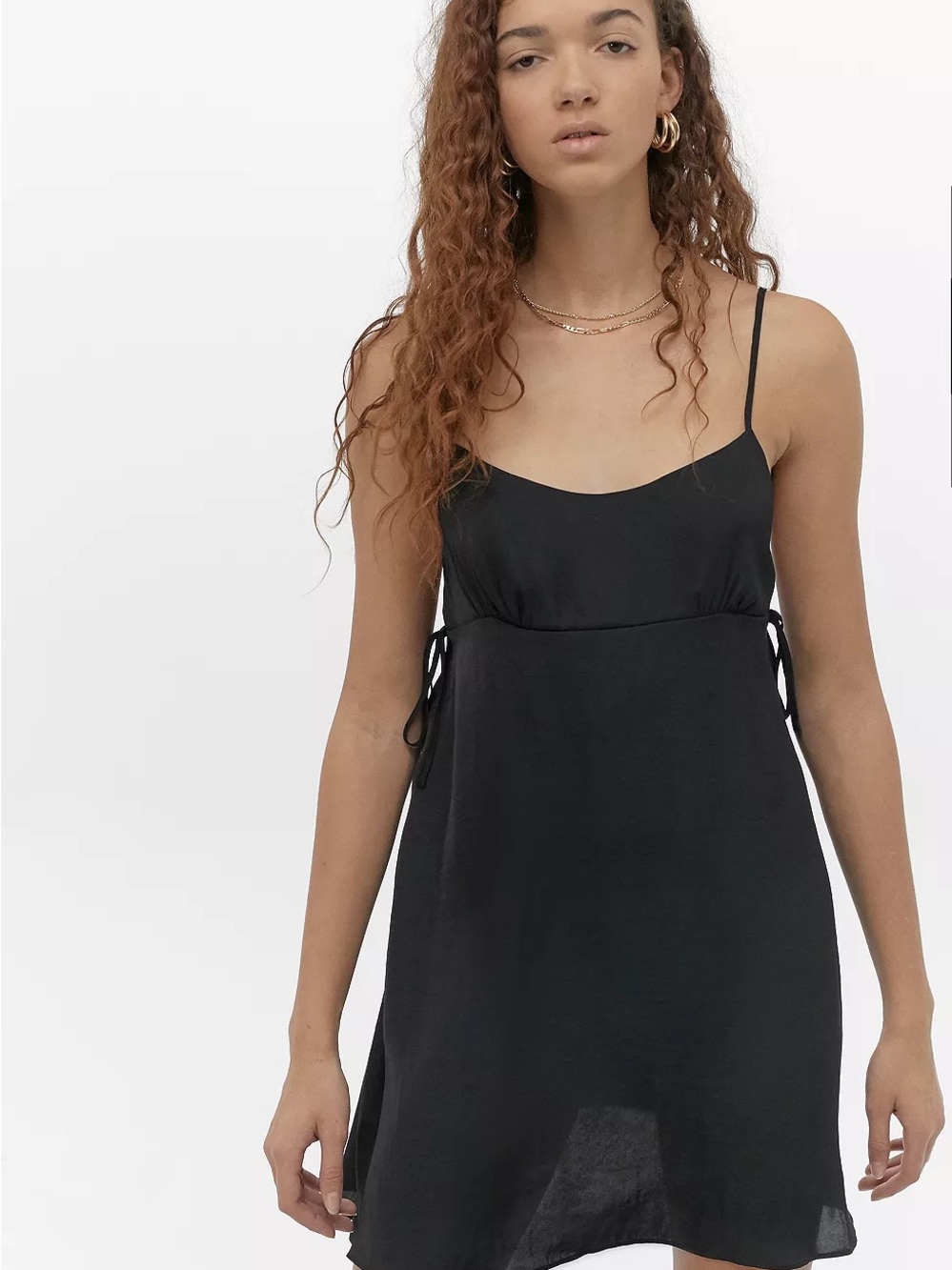 Free People Smooth sailin Black Slip Dress with Side Ties